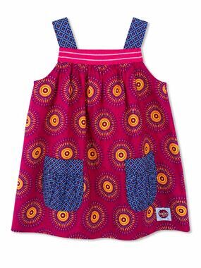 SoJo Girls Pink Cotton Sundress African Print Pockets 6-12M